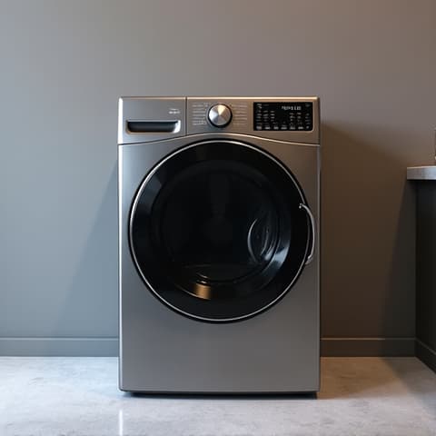 Folsom dryer repair for a Lake Natoma resident. Technician diligently checking a dryer in a functional laundry room, ensuring safety and efficiency for home appliance repair.