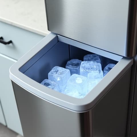 Folsom ice maker repair in a Gold River Yacht Club setting. Technician performing maintenance on an ice maker, ensuring perfect function for residential or commercial use.