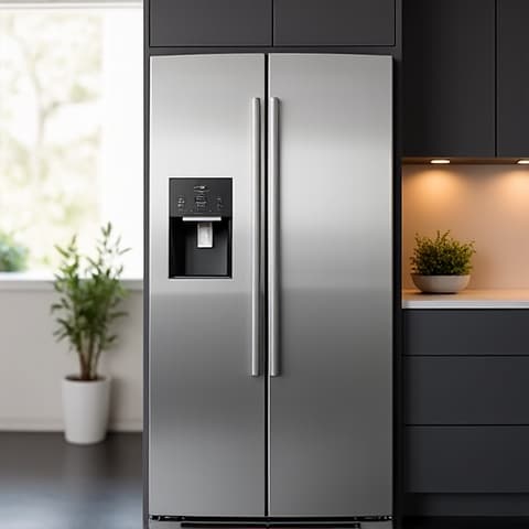 Sub-Zero Folsom repair in an Eichler Estate kitchen. Specialist technician servicing a premium Sub-Zero refrigerator in a renovated mid-century modern kitchen, emphasizing luxury appliance repair skills.