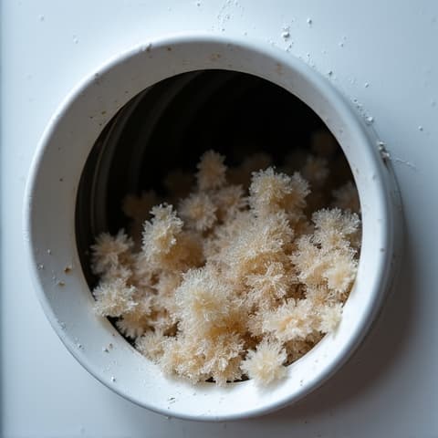 Before and after comparison of a heavily clogged dryer vent filter showing dense lint and debris accumulation in Sacramento. This visual highlights the fire hazard and reduced efficiency prior to professional cleaning.