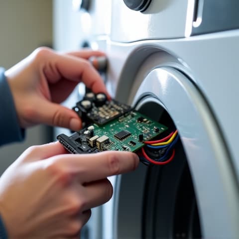 Diagnosing a washing machine control board issue in an Elk Grove residence.