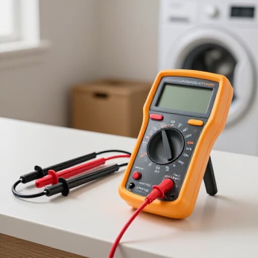 Certified Appliance Repair Expert Diagnosing Dryer Issue in Dixon, CA. A skilled and certified technician troubleshooting a dryer in a Dixon home, using specialized equipment to pinpoint mechanical or electrical failures.