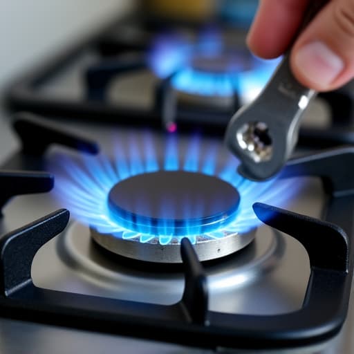 Expert appliance repairman fixing a gas cooktop burner in Sacramento