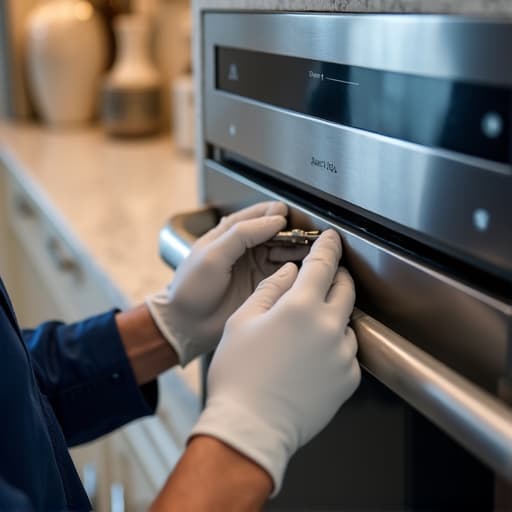 Certified appliance technician providing white-glove service in a Granite Bay luxury kitchen