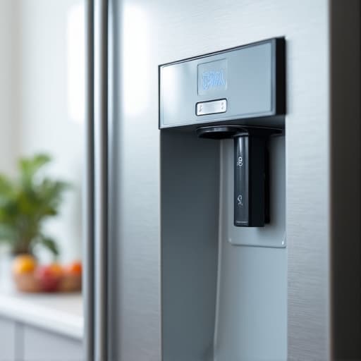 close up of a refrigerator ice dispenser being fixed