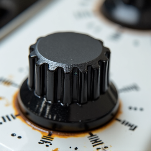 Before image showing a broken and melted control knob on a cooktop in a Fair Oaks kitchen, rendering it unusable.