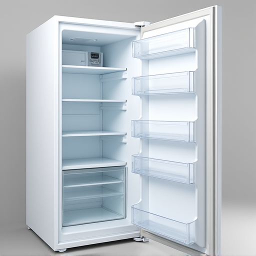 Emergency freezer repair technician checking compressor on a bottom-freezer unit in a residential kitchen in Sacramento
