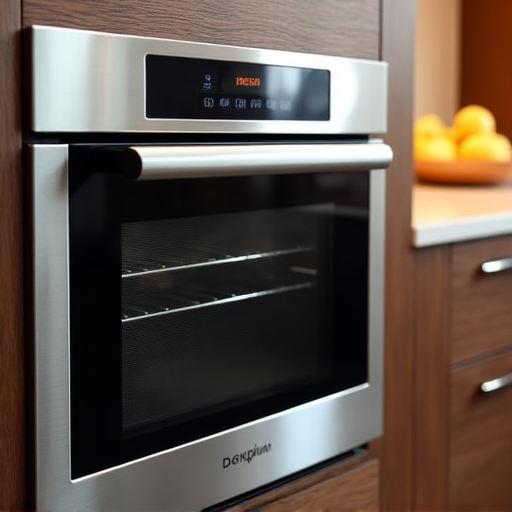 Folsom oven repair in the Palladio area. A skilled technician working on a built-in oven in a luxurious Folsom kitchen, demonstrating expertise with high-end cooking appliances.