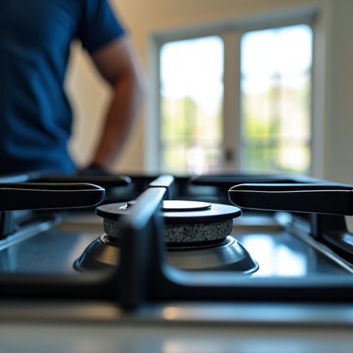 technician examining gas stove burner in Roseville