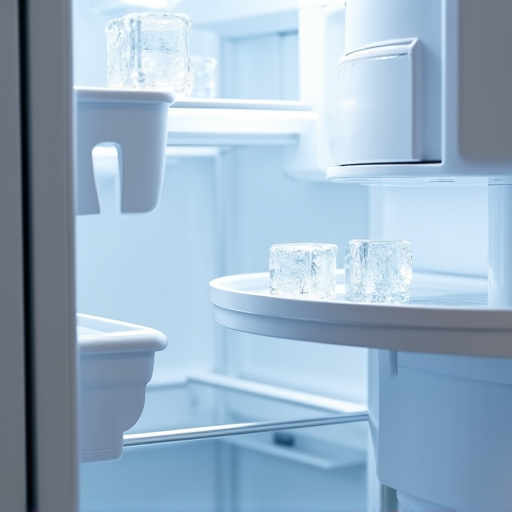 technician diagnosing a refrigerator ice maker issue