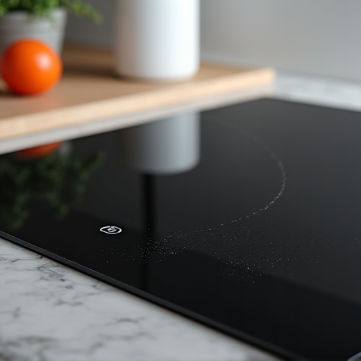 Before image of an induction cooktop displaying a critical error code in a Roseville residence, indicating malfunction.