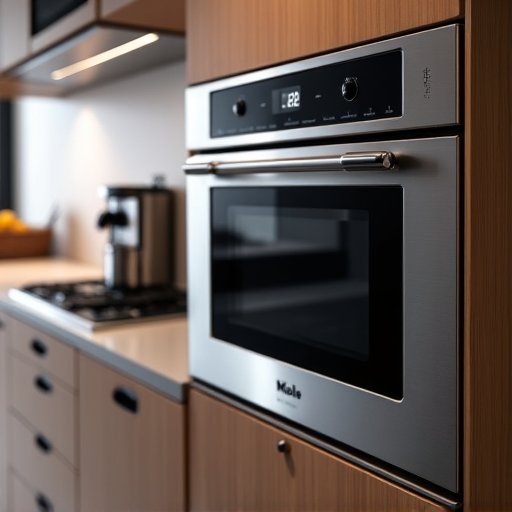 Miele dishwasher integrated into a luxury Sacramento kitchen, with a technician performing precise repairs. This showcases expertise in complex integrated appliance systems and maintaining aesthetic appeal.