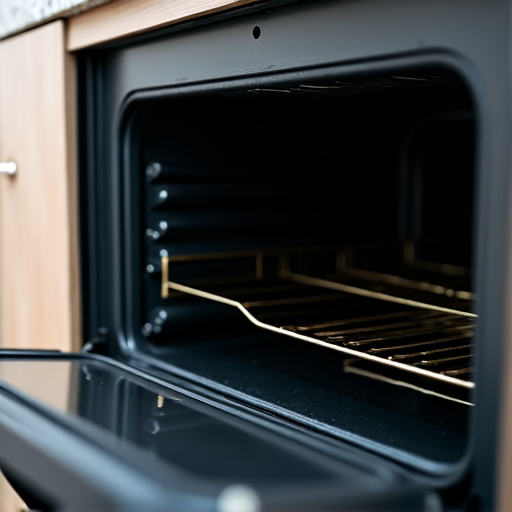Oven repair technician inspecting controls