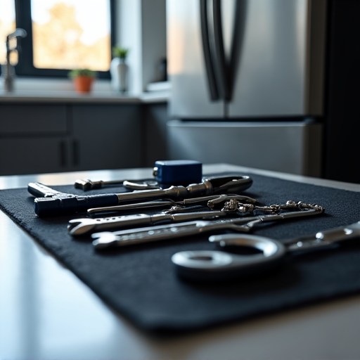 Commercial Grade Refrigerator Coil Cleaning. A close-up of a technician cleaning coils of a high-end refrigerator, highlighting meticulous white-glove service using OEM parts for optimal performance.