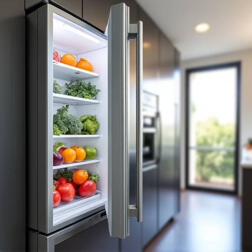 refrigerator repair technician checking unit in kitchen rancho cordova