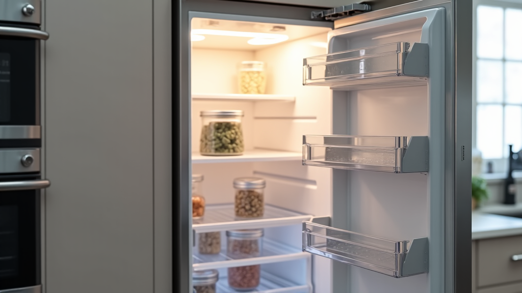 refrigerator repair technician performing diagnostic on faulty fridge in folsom kitchen
