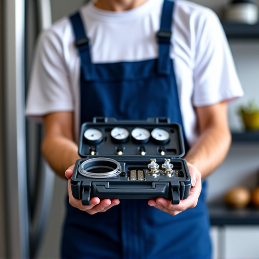 technician diagnosing sealed system issue with tools