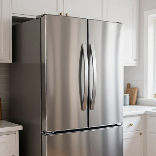 Skilled appliance repair technician working on a refrigerator in a Dixon kitchen. A certified technician diligently repairing a modern refrigerator in a clean Dixon kitchen, ensuring efficient and reliable service for homeowners.