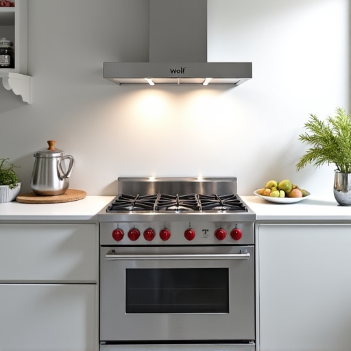A residential kitchen in Sacramento where a technician is performing a repair on a Wolf oven, showcasing real-world application of expert service for high-end cooking appliances. This demonstrates local authority in upscale neighborhoods.